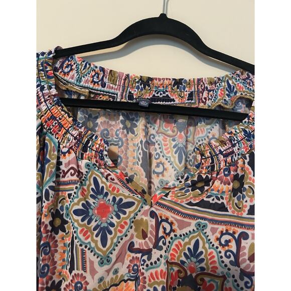 Democracy Blouse Womens 3X Multicolor Multi Design Sheer Boho Top - Picture 6 of 9